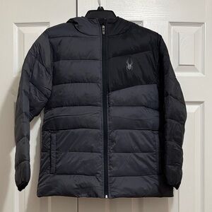 Boy’s Black Spyder Hooded Puffer Jacket size XL 18-20